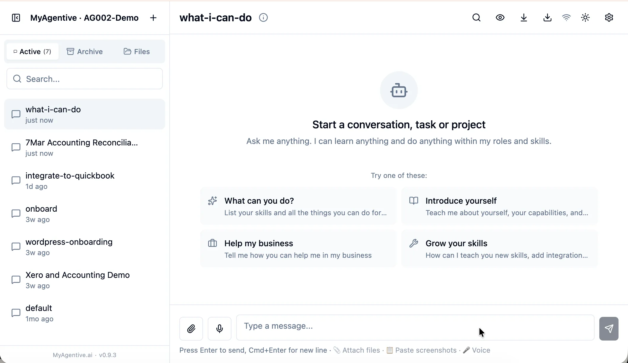 Agentive AI Employee desktop web interface showing chat conversation and task management dashboard